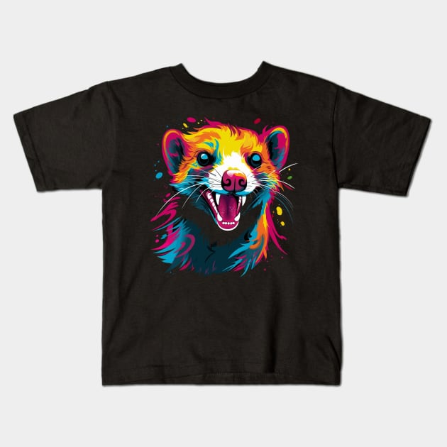 Weasel Smiling Kids T-Shirt by JH Mart